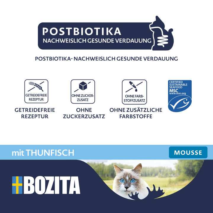 BOZITA Katzen-Nassfutter Mousse mit MSC-Thunfisch